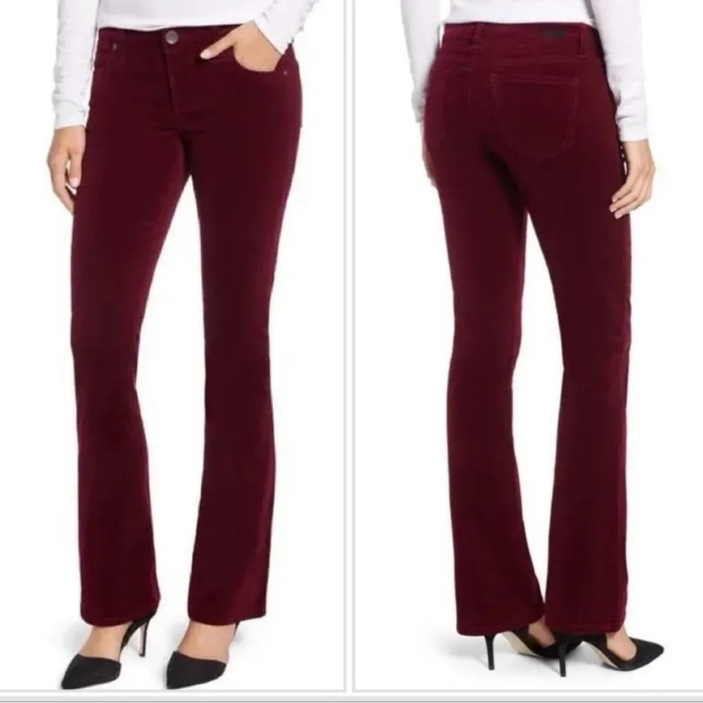 Kut From The Kloth Karen Baby Boot Cut Maroon Corduroy Trousers Size 00 - Picture 2 of 13